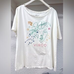 Anthropologie Cream Virgo Graphic Tee Size Medium